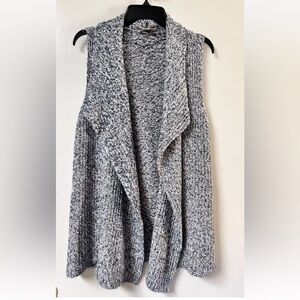 Loft Knit Lapel Cardigan Vest Open Front Size Large Sleeveless Langenlook